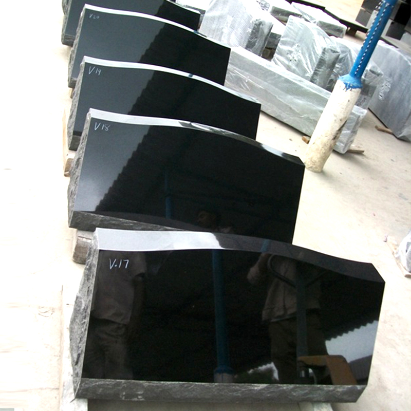 Absolute black granite american style upright headstone monument