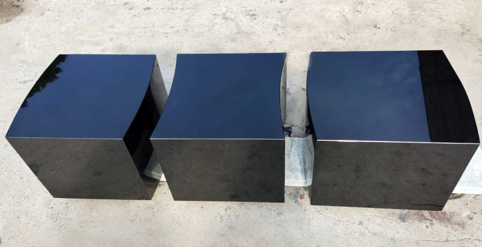 Absolute black granite cube set view