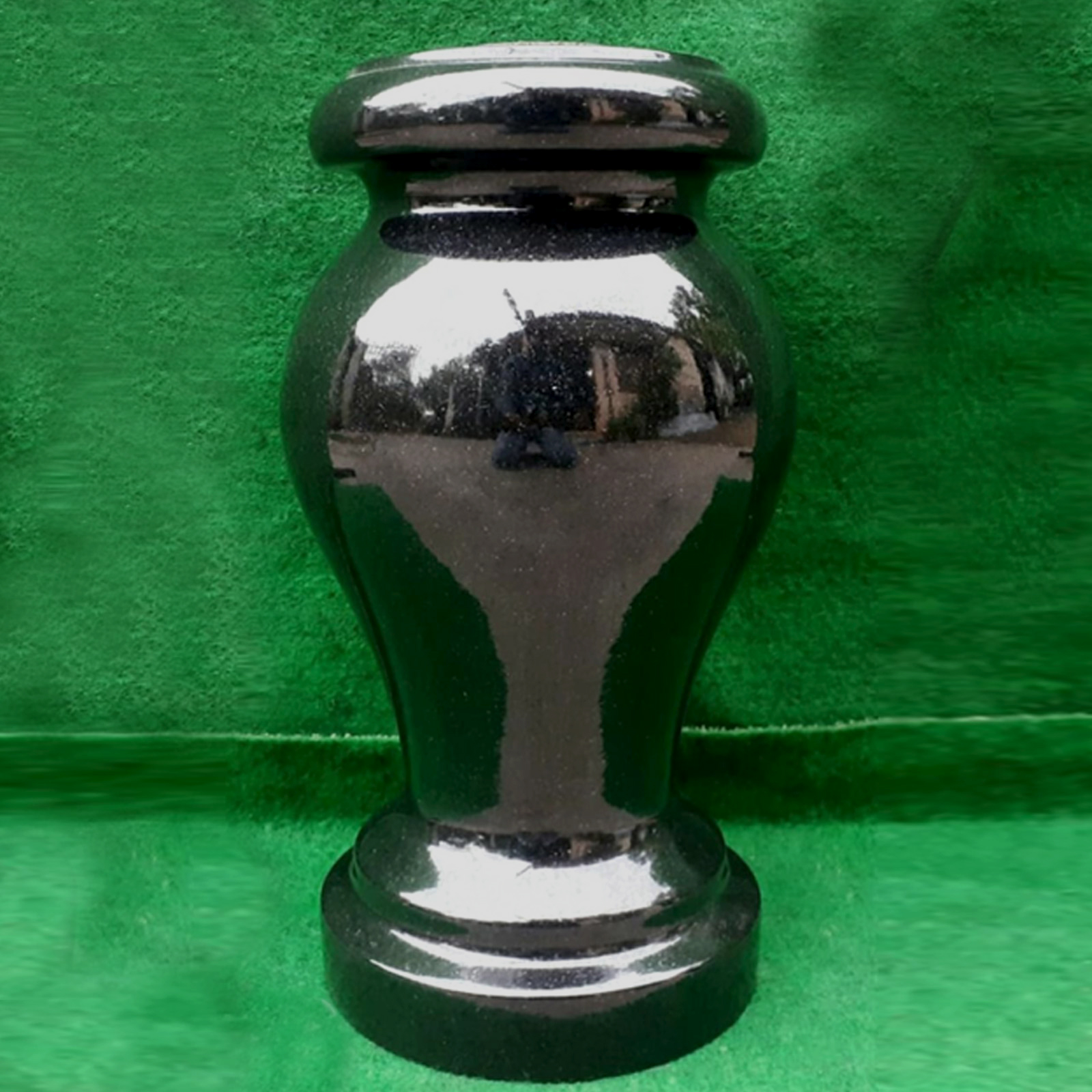 Absolute black granite vase