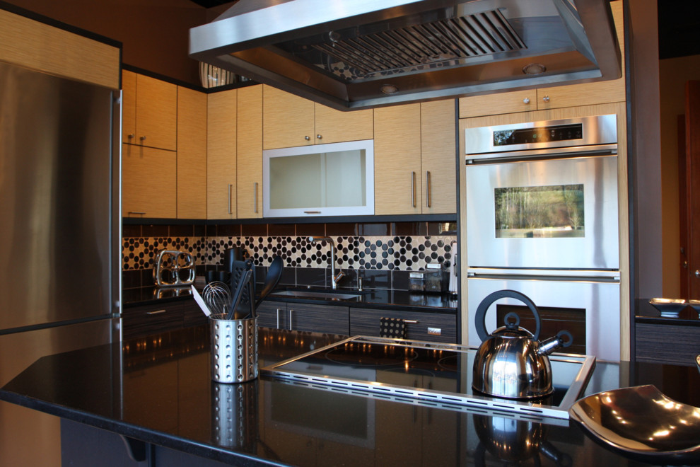 Black galaxy granite countertop Kitchen Contemporary