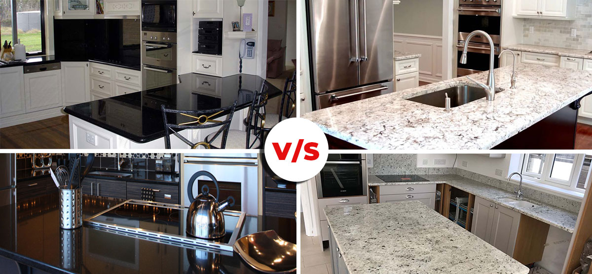 Black white granite countertop