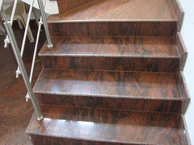 Red multicolor granite step and riser project